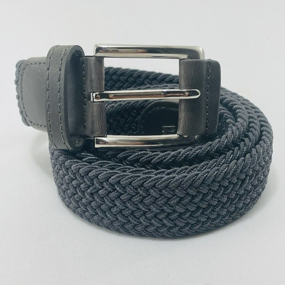 Woven Braided Belt Men Women One Size 125 Adjustable Fabric Gray Silver Everyday